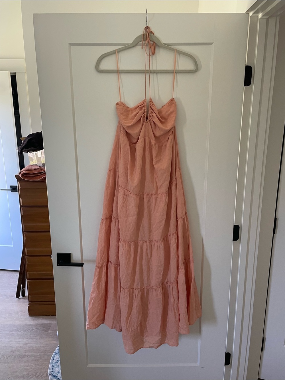 Abercrombie & Fitch Peach Tiered Halter Maxi Dress
